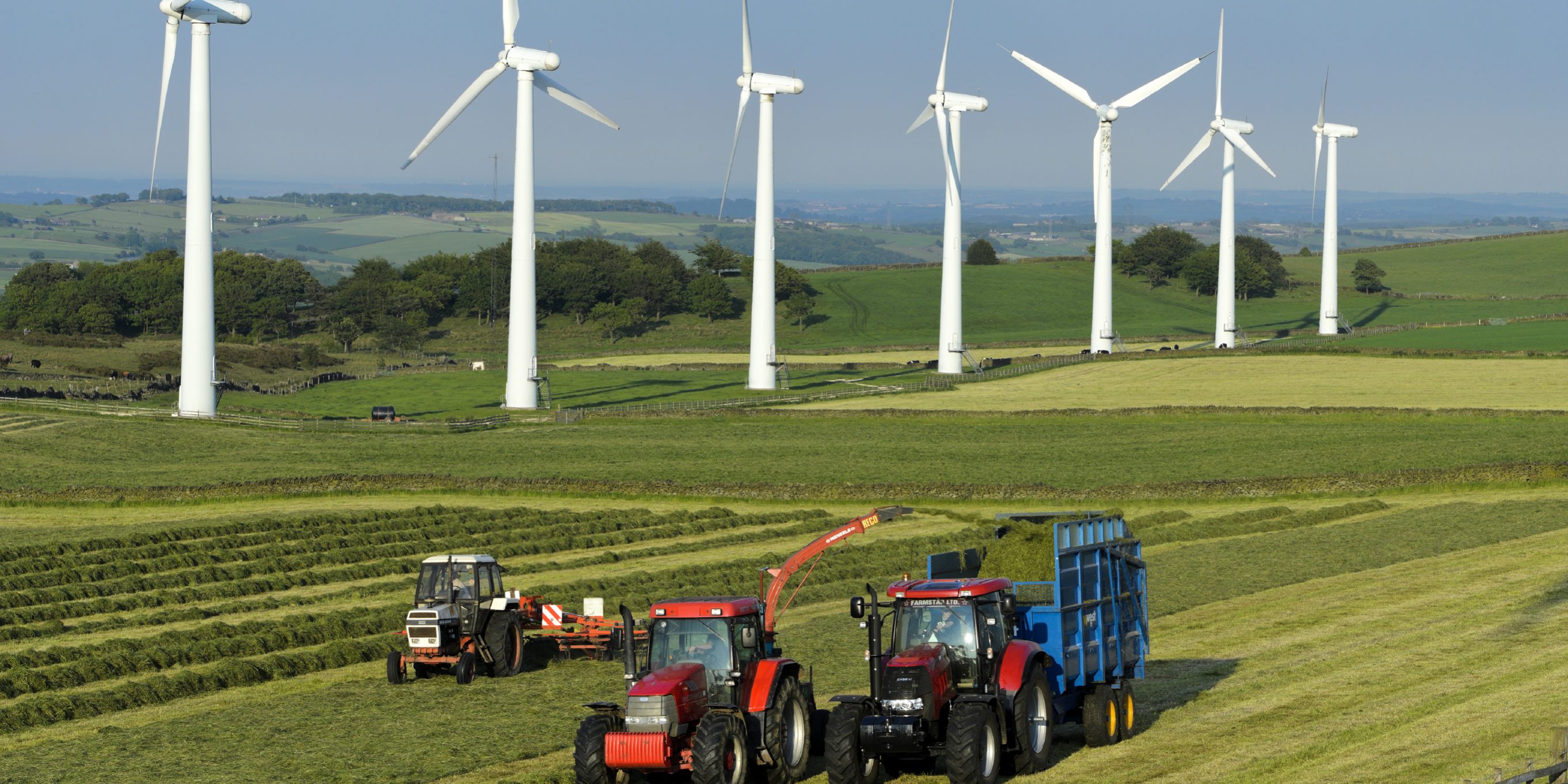 Wind turbines on farm