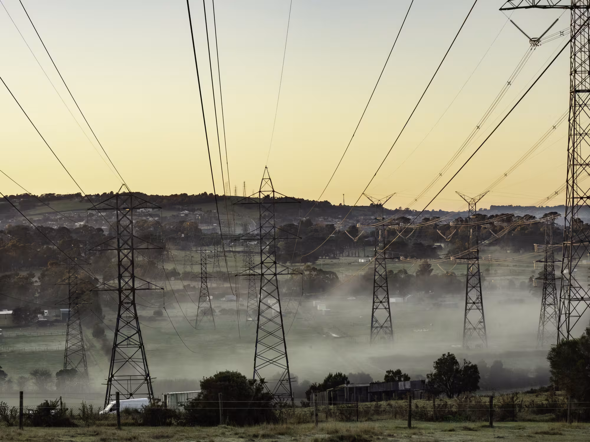 istock image of electric powerlines in valley