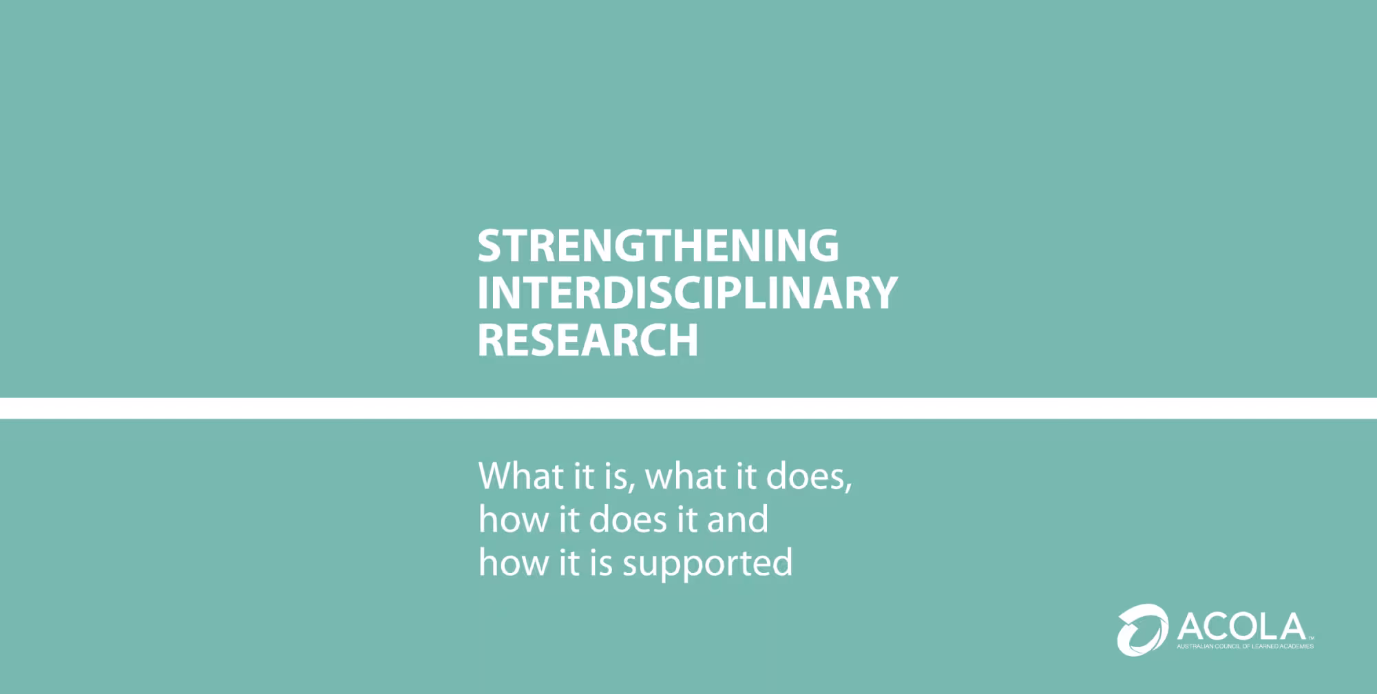 Green title cover of Strengthening Interdisciplinary Research report