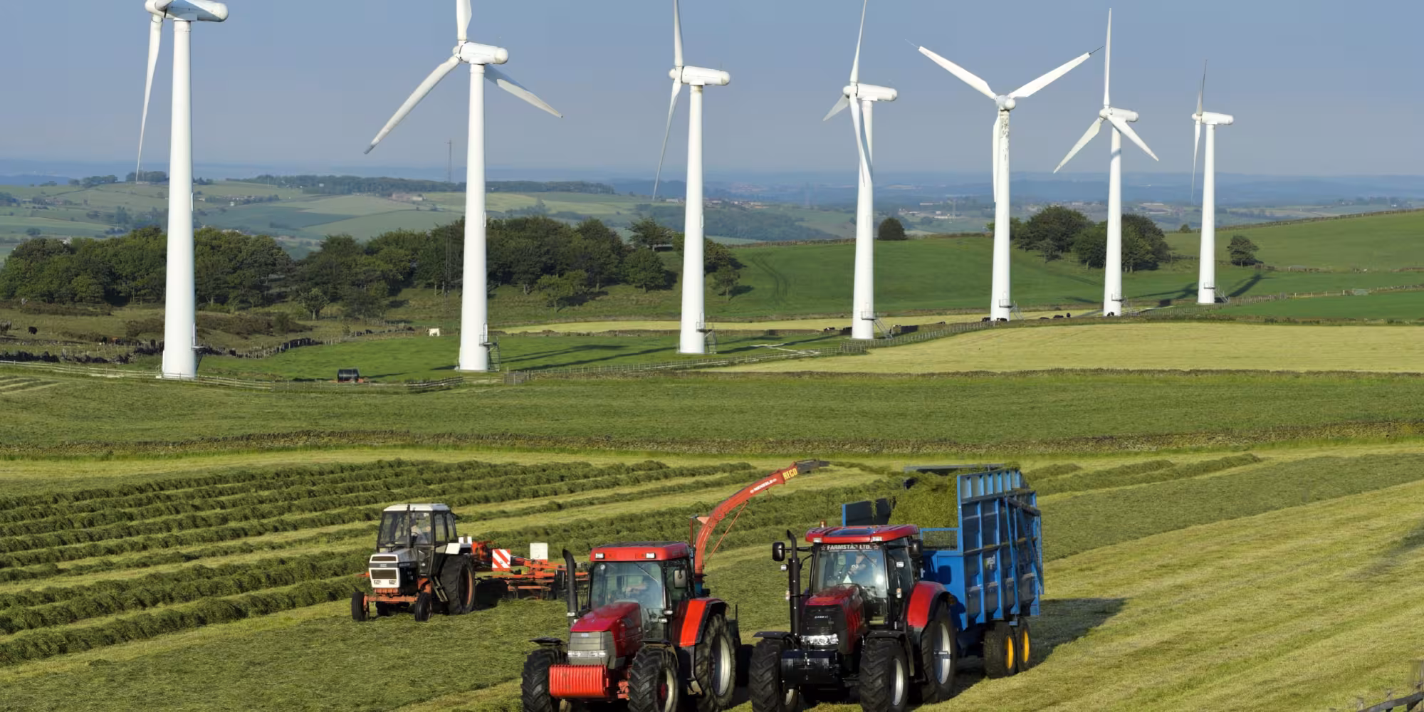 Wind turbines on farm
